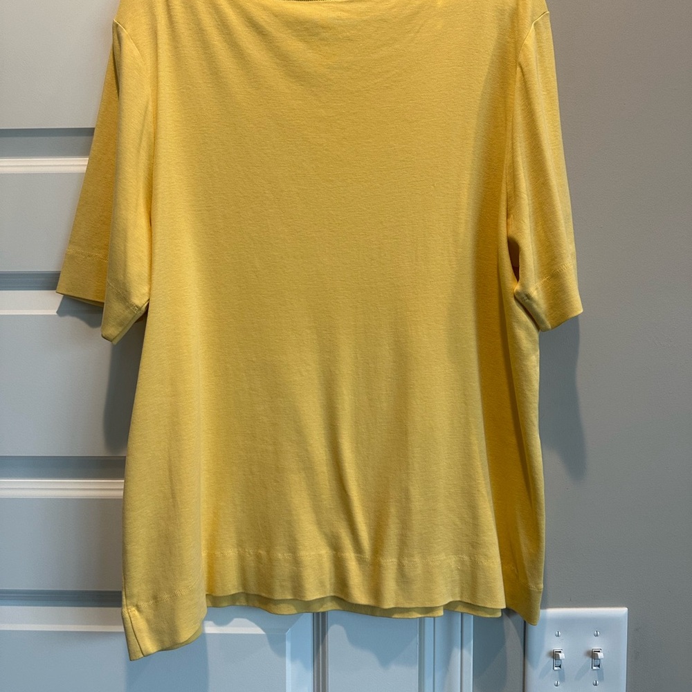 Chico's Yellow Short Sleeve Pima Cotton Tee - Picture 3 of 5